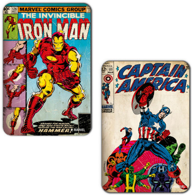

Marvel Iron man- captain America (Officially Licensed) Fridge Magnet Pack of 2(Multicolor)