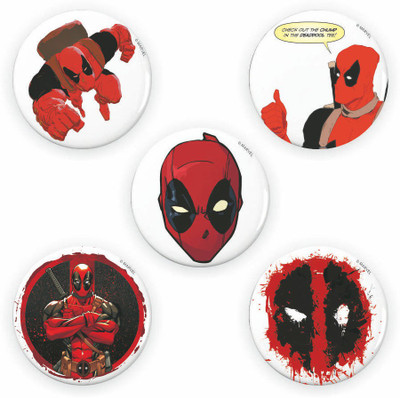 

Marvel Deadpool Mask pack of 5 (Officially Licensed) Fridge Magnet Pack of 5(Multicolor)