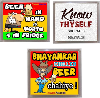 

Thoughtroad For Beer Lovers Fridge Magnet Pack of 3(Multicolor)