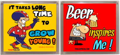 

Thoughtroad BEER INSPIRES GROW YOUNG Fridge Magnet Pack of 2