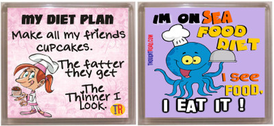 

Thoughtroad SEA FOOD FATTER FRIENDS Fridge Magnet Pack of 2