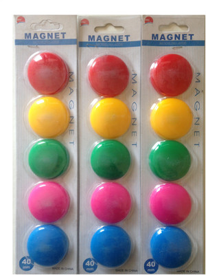 

DWeS Magnet_40mm_plain Magnetic Paper Holder, Multipurpose Office Magnets Pack of 15(Multicolor)