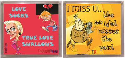 

Thoughtroad Miss u love sucks Fridge Magnet Pack of 2