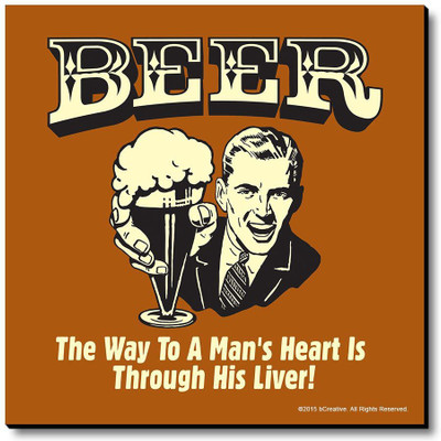 bCreative Beer The Way To Man's Heart Is Through His Liver! Fridge Magnet, Door Magnet Pack of 1