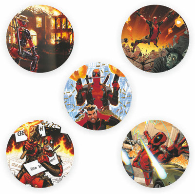 

Marvel Deadpool Action pack of 5 (Officially Licensed) Fridge Magnet Pack of 5(Multicolor)