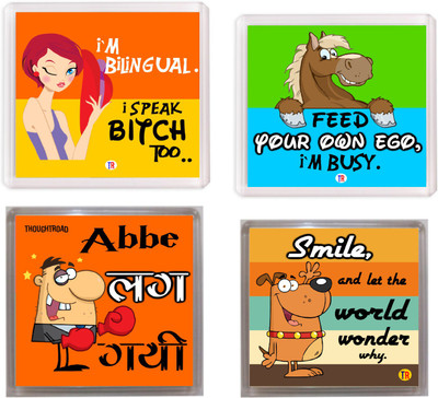 

Thoughtroad Bilingual Ego Fridge Magnet Pack of 4