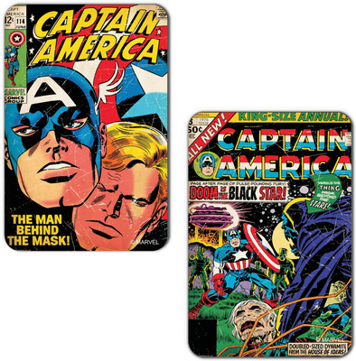 

Marvel Captain America mask (Officially Licensed) Fridge Magnet Pack of 2(Multicolor)