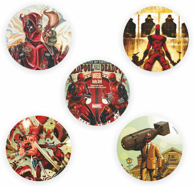 

Marvel Deadpool 3rd July pack of 5 (Officially Licensed) Fridge Magnet Pack of 5(Multicolor)