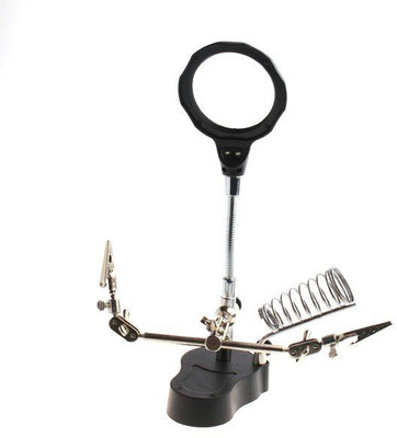 Star Magic Helping-Hand with Soldering Stand 3.5X Magnifying Glass(Black)