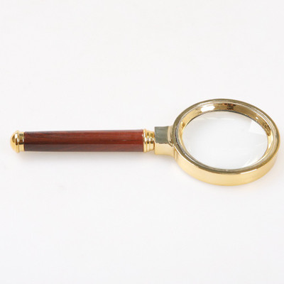 Sukot Magnifier Glass 3X 70mm Magnification Glass Wooden Handle Handheld Magnifying Glass(Golden & Brown)