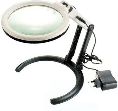 Pia International Ac/Dc Desktop 1.8X 5X Magnifying Glass(White)