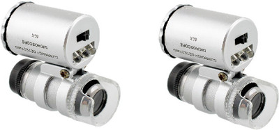 Gade Buy 1 Get 1 Classic Mini Led Pocket (Black, Silver) 60x microscope(Silver)