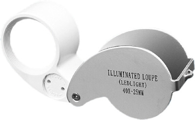 JM Led Light Magnifying Glass 40x25MM Magnifier(White)