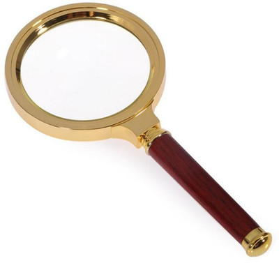 

sukot Golden Plated Magnifying Mirror 3X 60 mm Magnification Wooden Handle Golden & Brown(Golden & Brown)