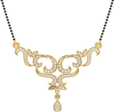 

Jewels5 Tilottama 18kt Diamond Yellow Gold Mangalsutra Tanmaniya(Rhodium Plated)