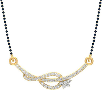 Jewels5 Ananta 18kt Diamond Yellow Gold Mangalsutra Tanmaniya(Rhodium Plated)