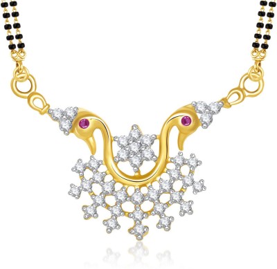 MEENAZ Meenaz 2 Peacock Stylish Tanmaniya Cz Gold & Rhodium Plated Mangalsutra Pendant 837 Alloy Mangalsutra