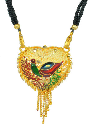 memoir Peacock Meenakari Heartshape Design Tanmaniya Necklace Brass Mangalsutra