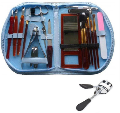 

NewveZ Portable 18 in 1 Make Up Cosmetics Brush Gift Set Tool Kit With Eyelash Curler(18 g, Set of 2)