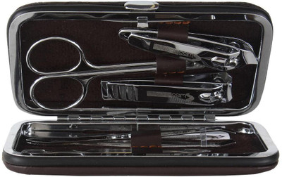 

DnS Manicure/Pedicure 7 In 1 Stainless Steel Travel & Grooming Kit With Leatherite Case(7 g, Set of 1)