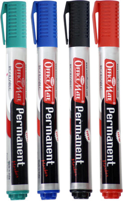 

Soni Officemate Permanent Markers(Set of 4, Black, Blue, Red, Green)