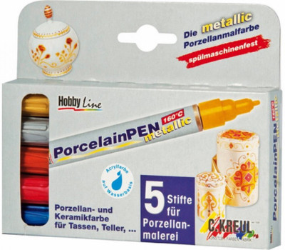 

C Kreul Porcelain Paint Pen Set Metallic(Set of 5, Gray)