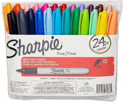 

Sharpie 75846(Set of 24, black, red, blue, green, yellow, brown, purple, almond, boysenberry, navy, pink lemonade, slate gray, magenta, tangerine, sky, mint, peach, lilac, pink, orange, turquoise, lime, berry and aqua.)