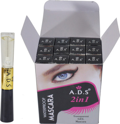 

ADS 2IN1 Waterproof Transparent Gel Mascara PCS of 12-PHMP 10 g(Black)