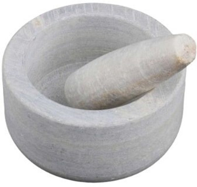 

Traditional Rajasthan Mortar and Pestle (4 inches) Stoneware Masher(White, Pack of 2)