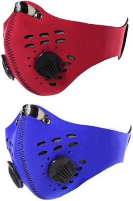 

Jonty Blue and Red Bike Face Riding Bikers Heat/Cold/Dust Protection (Pack of 2) Anti-pollution Mask(Blue, Red, Pack of 2