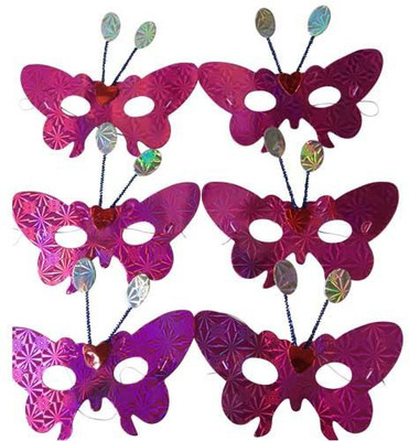 

Funcart Fushia paper butterfly eye mask (pack of 6) Party Mask(Pink, Pack of 6)