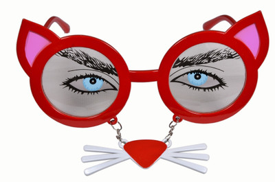 

Atpata Funky Kitten Mustache Goggle Party Mask(Red, Pack of 1)