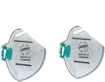 

Jonty N95 PM 2.5 Ativated Carbon Face Mask with Breathing Valve Anti-pollution Mask(Grey, Pack of 2