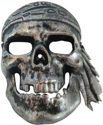 

Funcart Silver Antique Pirate skull face mask Party Mask(Silver, Pack of 1)