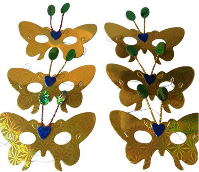 

Funcart Golden paper butterfly eye mask (pack of 6) Party Mask(Gold, Pack of 6)