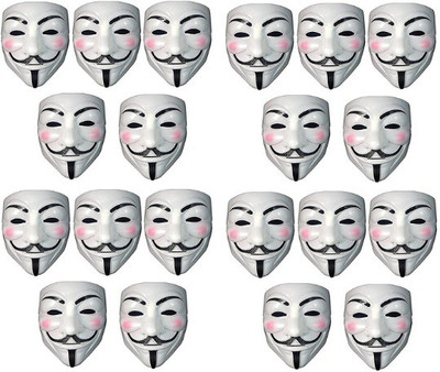 

PartyballoonsHK V for Vendetta Comic Face Mask Anonymous Guy Fawkes (White) Pack of 20 - Party Mask(Multicolor, Pack of 20)