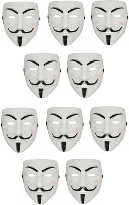 

PartyballoonsHK V for Vendetta Comic Face Anonymous White Gift Set - Of 10 Pcs Party Mask(Multicolor, Pack of 10)