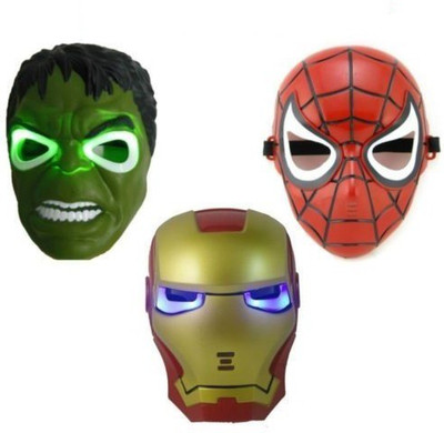 

PartyballoonsHK Ironman Spiderman And Hulk Combo Of Super Hero LED Face Party Mask(Multicolor, Pack of 3)