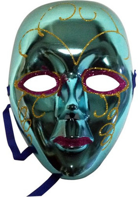 

Funcart Sky Blue Metallic Glitter Face Mask Party Mask(Blue, Pack of 1)