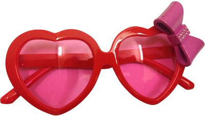 

Funcart Heart Goggles with Pink Bow Party Mask(Red, Pack of 1)