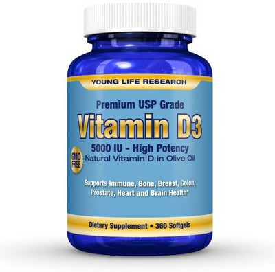 

Young Life Research Vitamin D3 5000 Iu Cholecalciferol In Gmo Free Organic Olive Oil - Softgels(360 ml)