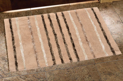 

Avira Home Cotton, Rayon Bath Mat Glam Viscose Stripes Bathmat(Beige