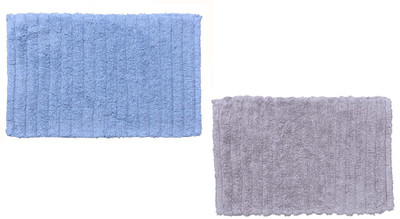 

Avira Home Cotton Bath Mat Outstanding Value Ribbed Mat- Set Of 2(Gray, Sky Blue