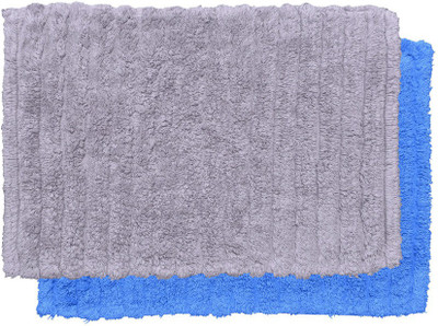 

Avira Home Cotton Bath Mat Outstanding Value Ribbed Mat- Set Of 2(Blue, Gray