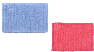 

Avira Home Cotton Bath Mat Outstanding Value Ribbed Mat- Set Of 2(Pink, Sky Blue