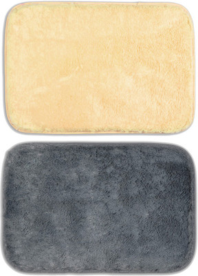 

Cortina Microfiber Bath Mat Anti Slip Superior Quality Mats-12(IVORY:GREY, Large)