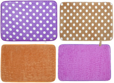 

Cortina Microfiber Bath Mat Set of 4 Mats-9(Purple, Brown, Brown;purple