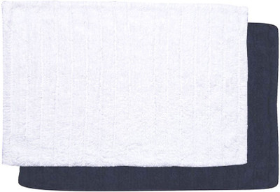 

Avira Home Cotton Bath Mat Outstanding Value Ribbed Mat- Set Of 2(Dark Blue, White