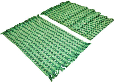 sriamjaipur Rectangular Pack of 6 Table Placemat(Green, Cotton)