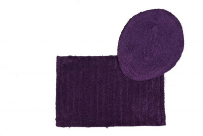 

Avira Home Cotton Bath Mat Oustanding Value Ribbed Bathmat & Toilet Lid Cover(Purple